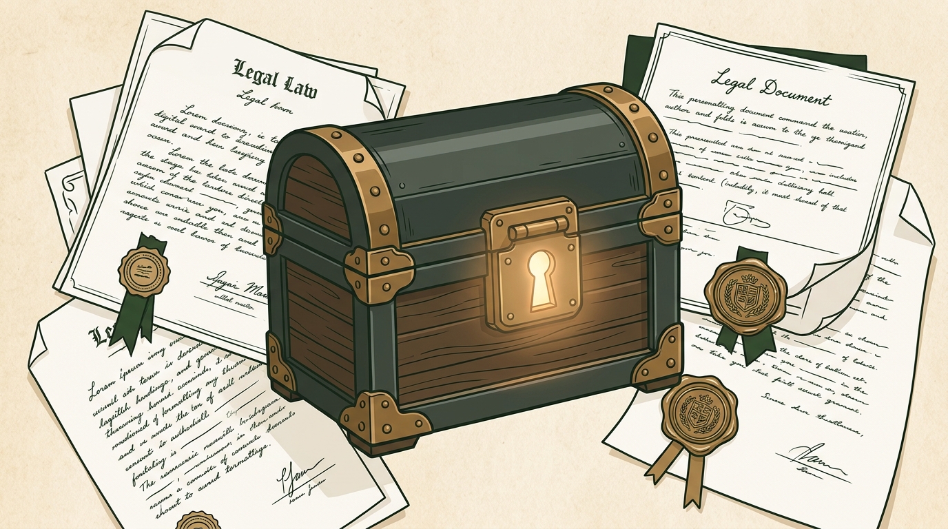imok.day Digital Vault & Legal Heritage Illustration